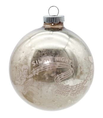 Shiny Brite Silvered White Stencil Silent Night Jumbo Glass Christmas Ornament