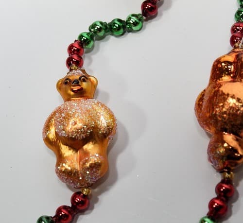 Christopher Radko Drums Teddy Bears Glass Beaded Tree Garland Strand 72" Vintage - Thumbnail 2