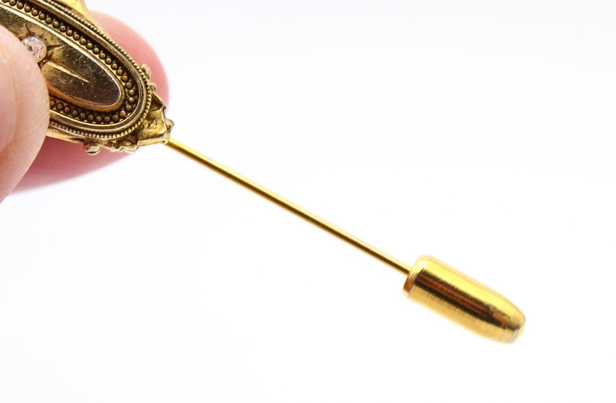Vintage 1979 Avon Kensington Victorian Revival Gold Tone Rhinestone Stick Pin - Thumbnail 5