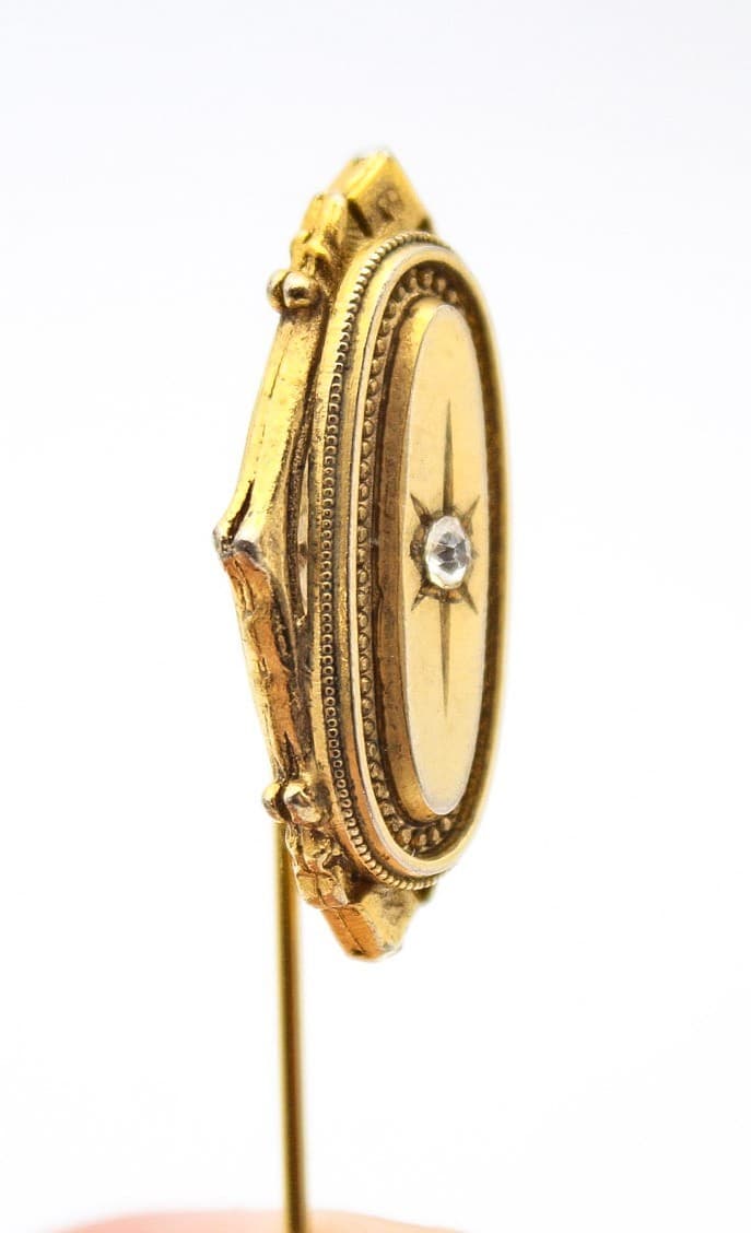Vintage 1979 Avon Kensington Victorian Revival Gold Tone Rhinestone Stick Pin - Thumbnail 3