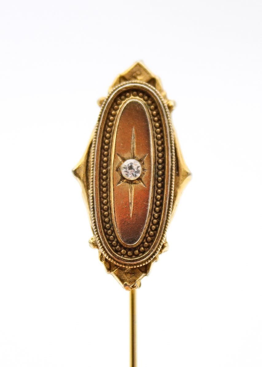 Vintage 1979 Avon Kensington Victorian Revival Gold Tone Rhinestone Stick Pin - Thumbnail 2