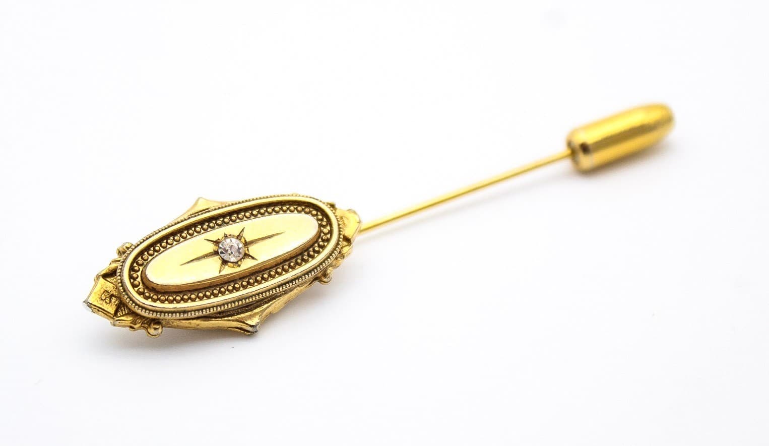 Vintage 1979 Avon Kensington Victorian Revival Gold Tone Rhinestone Stick Pin - Thumbnail 7