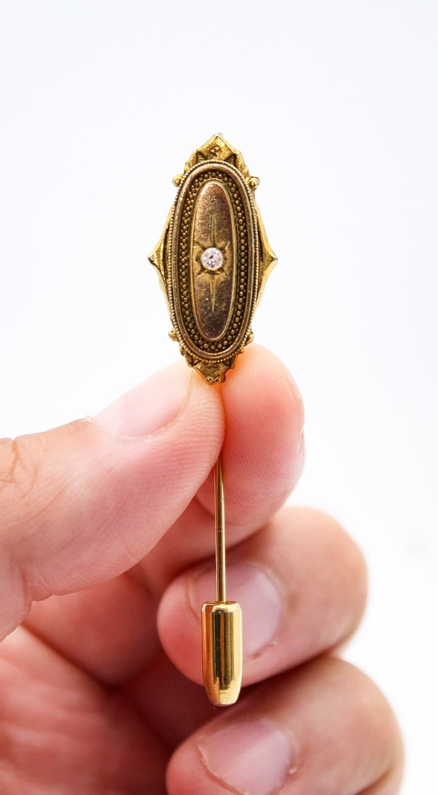 Vintage 1979 Avon Kensington Victorian Revival Gold Tone Rhinestone Stick Pin - Thumbnail 6