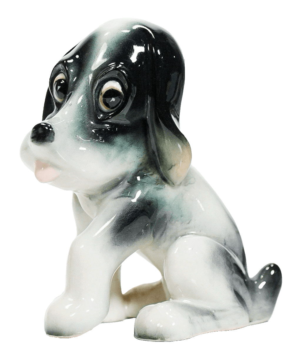 Yoko Boeki Japan Porcelain Hand Painted Basset Hound Dog Figure Vintage