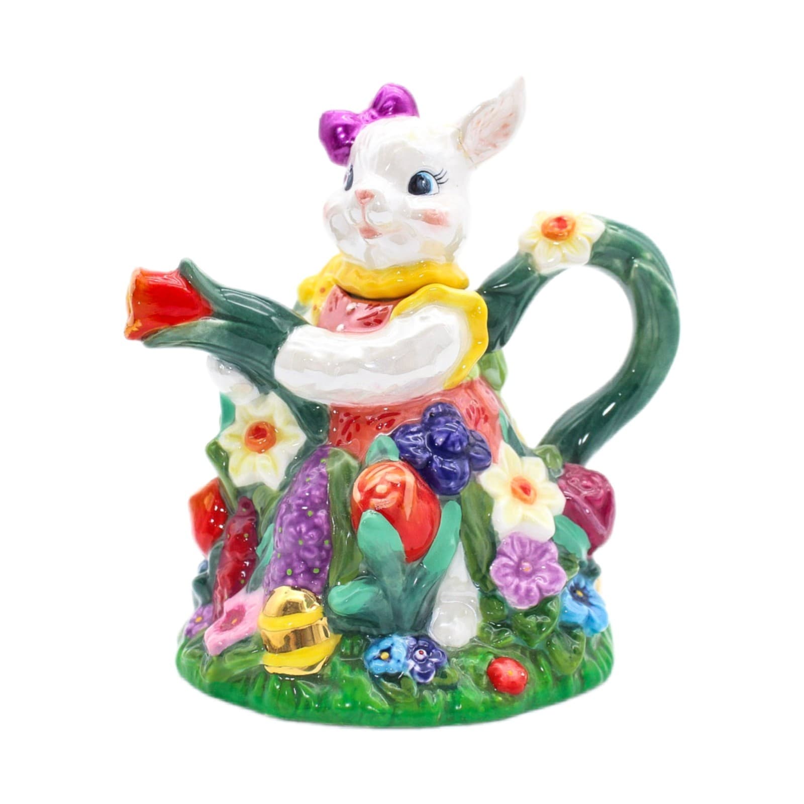Vintage 2000 Christopher Radko Bunny Trails Dapper Hare Easter Ceramic Teapot