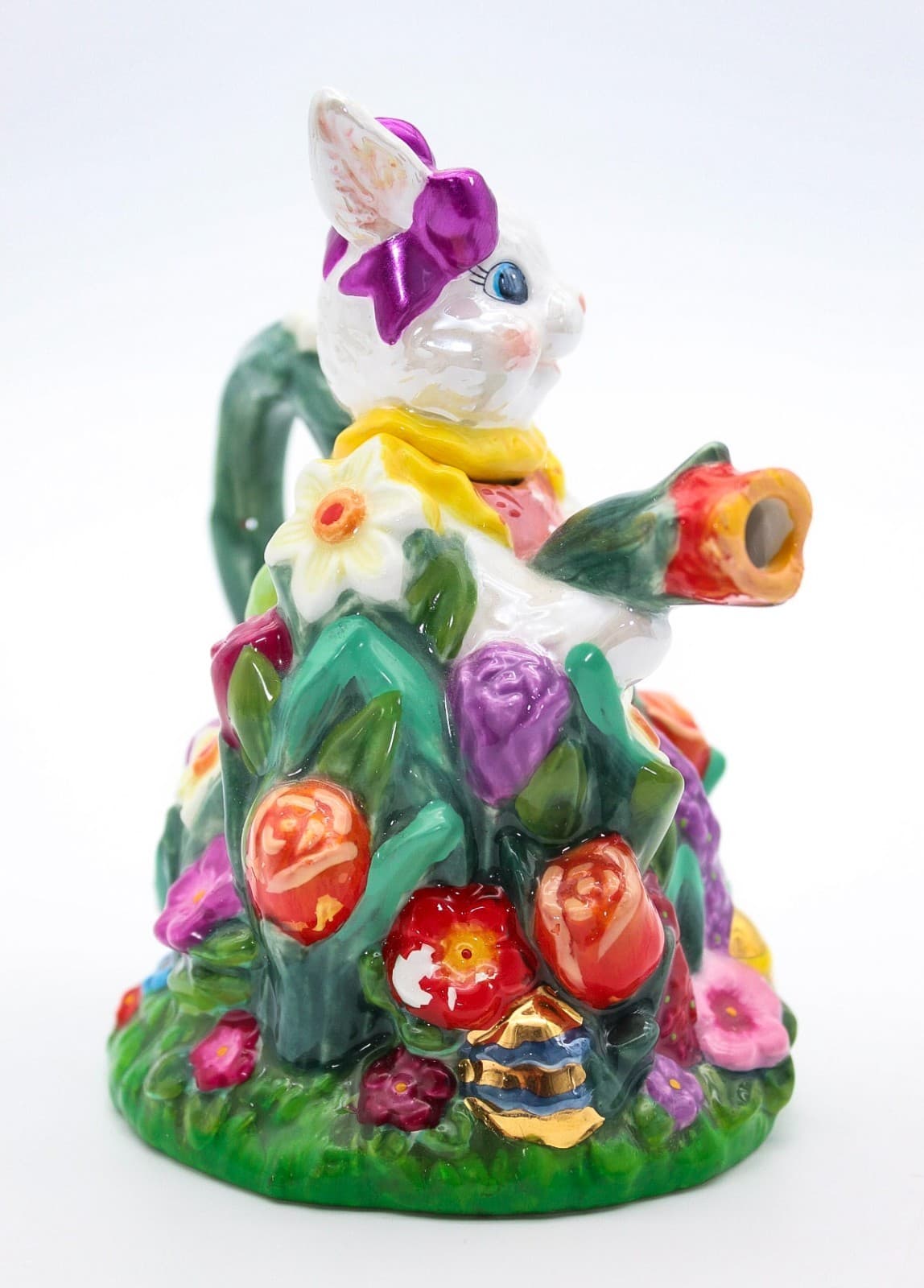 Vintage 2000 Christopher Radko Bunny Trails Dapper Hare Easter Ceramic Teapot - Thumbnail 6