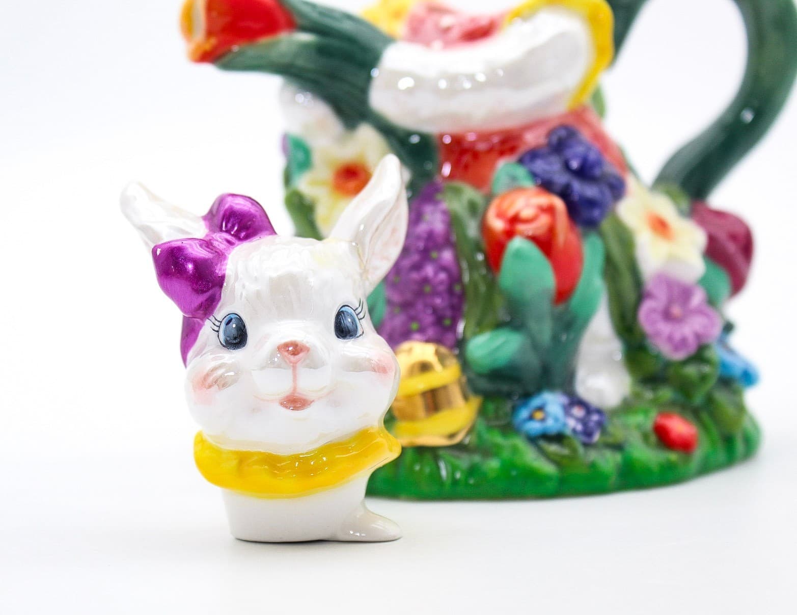 Vintage 2000 Christopher Radko Bunny Trails Dapper Hare Easter Ceramic Teapot - Thumbnail 13