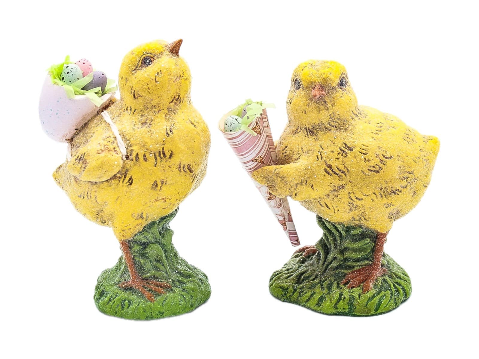 Vintage Spring Decor Yellow Easter Chick Plaster Figurines Pair