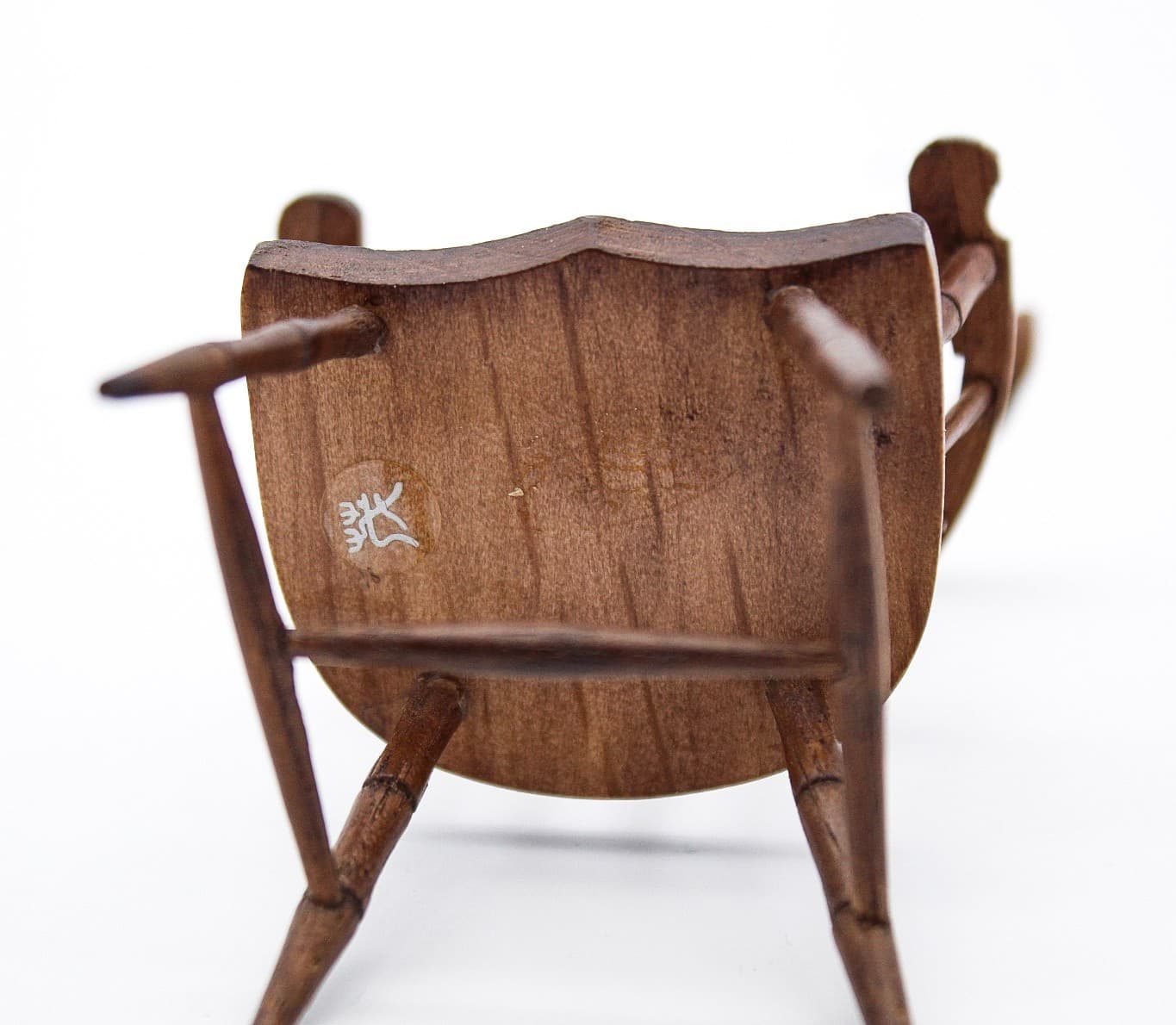 Vintage 1970s Dollhouse Miniature Natural Wood Windsor Comb Back Armchair 1:12 - Thumbnail 8