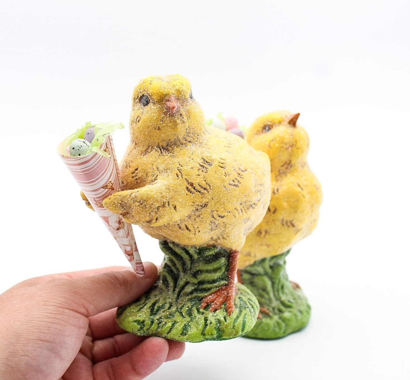 Vintage Spring Decor Yellow Easter Chick Plaster Figurines Pair - Thumbnail 9