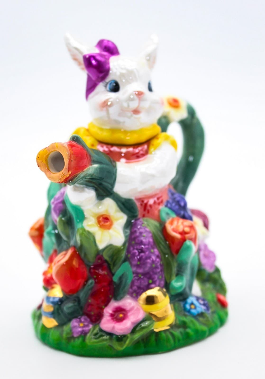 Vintage 2000 Christopher Radko Bunny Trails Dapper Hare Easter Ceramic Teapot - Thumbnail 3