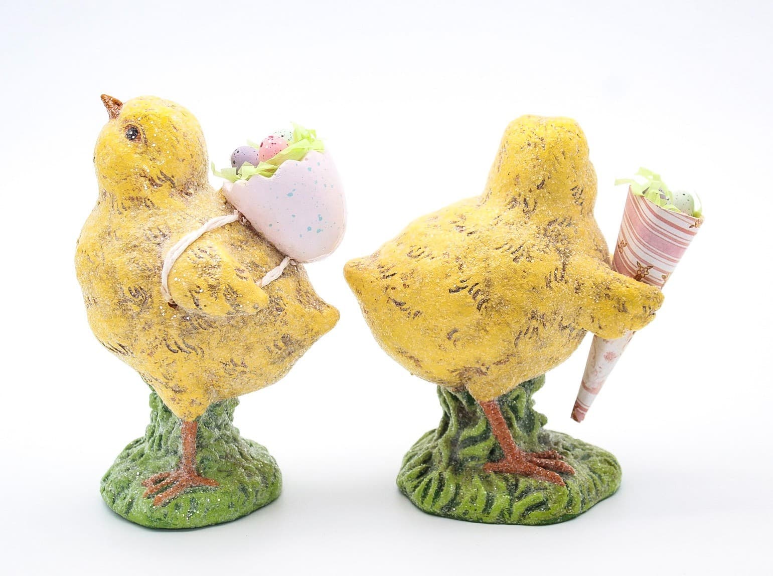 Vintage Spring Decor Yellow Easter Chick Plaster Figurines Pair - Thumbnail 8