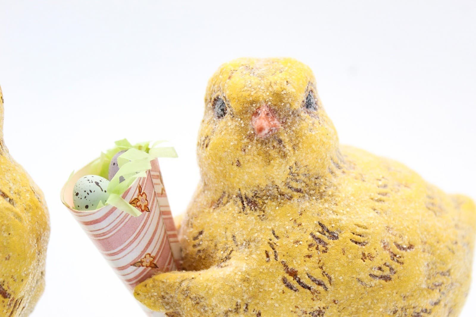 Vintage Spring Decor Yellow Easter Chick Plaster Figurines Pair - Thumbnail 3