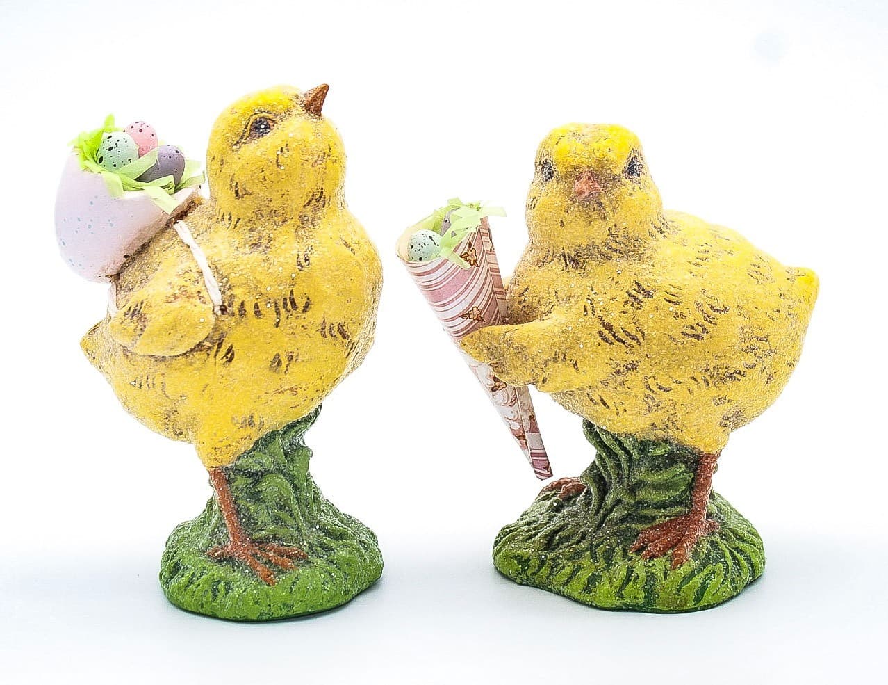 Vintage Spring Decor Yellow Easter Chick Plaster Figurines Pair - Thumbnail 11