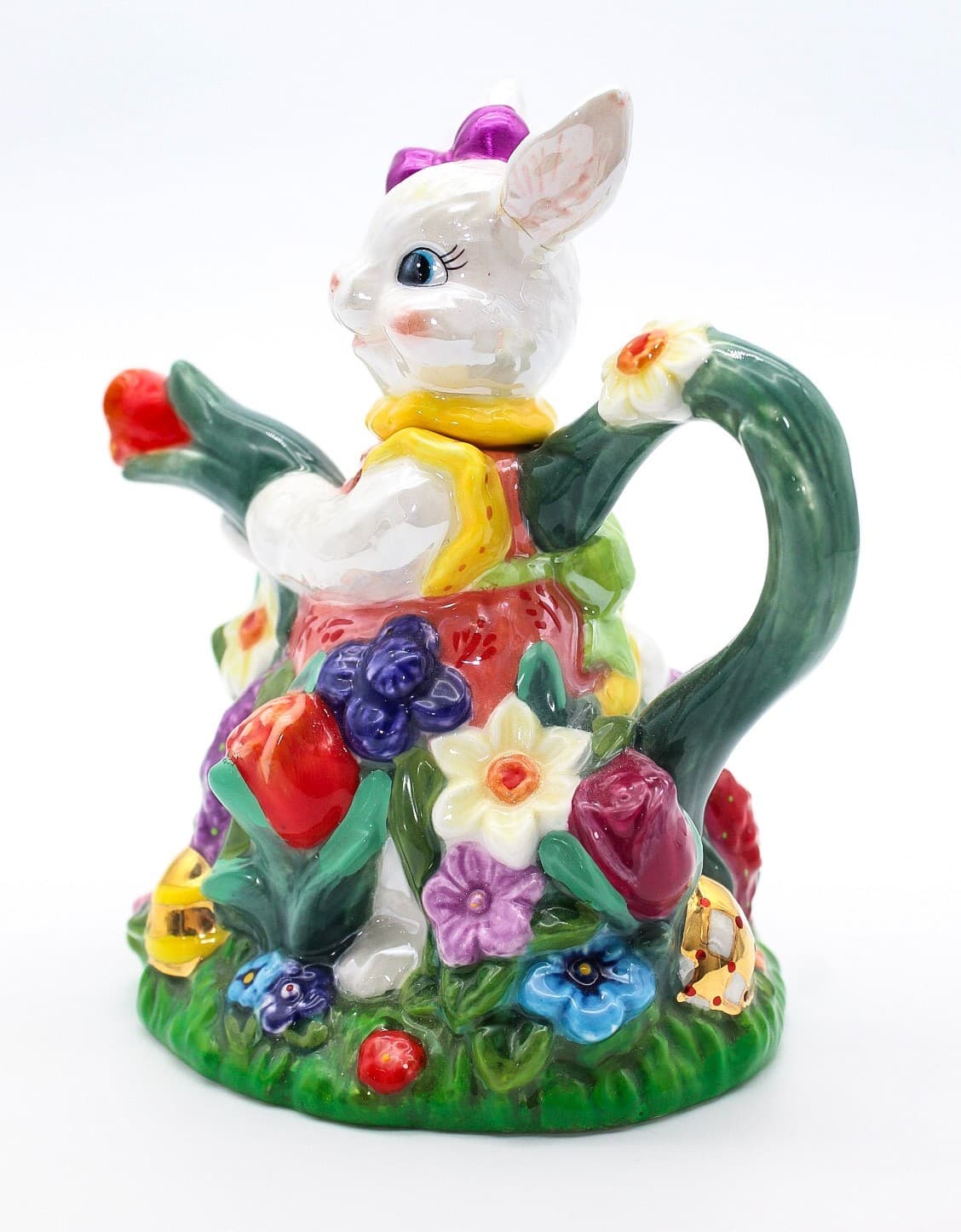 Vintage 2000 Christopher Radko Bunny Trails Dapper Hare Easter Ceramic Teapot - Thumbnail 4