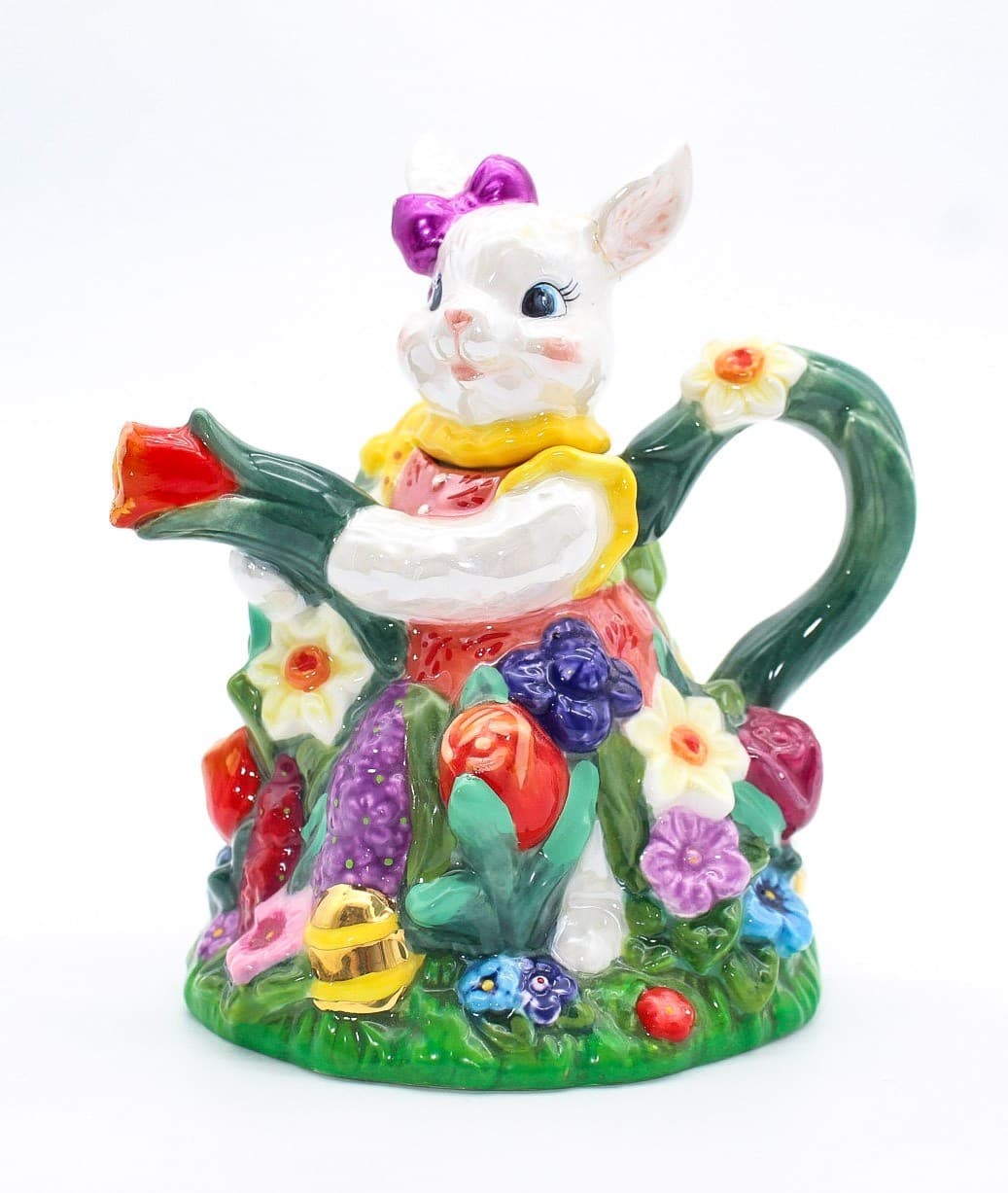 Vintage 2000 Christopher Radko Bunny Trails Dapper Hare Easter Ceramic Teapot - Thumbnail 17