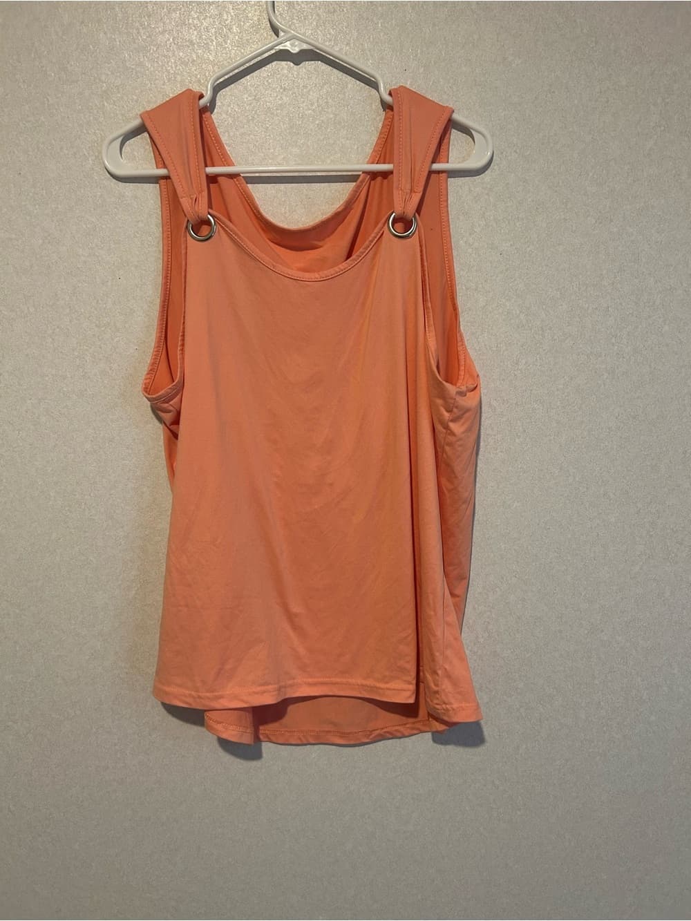 Women’s Tank Top With Silver Ring Accents, Peach Color, Polyester, Size 1X - Thumbnail 4