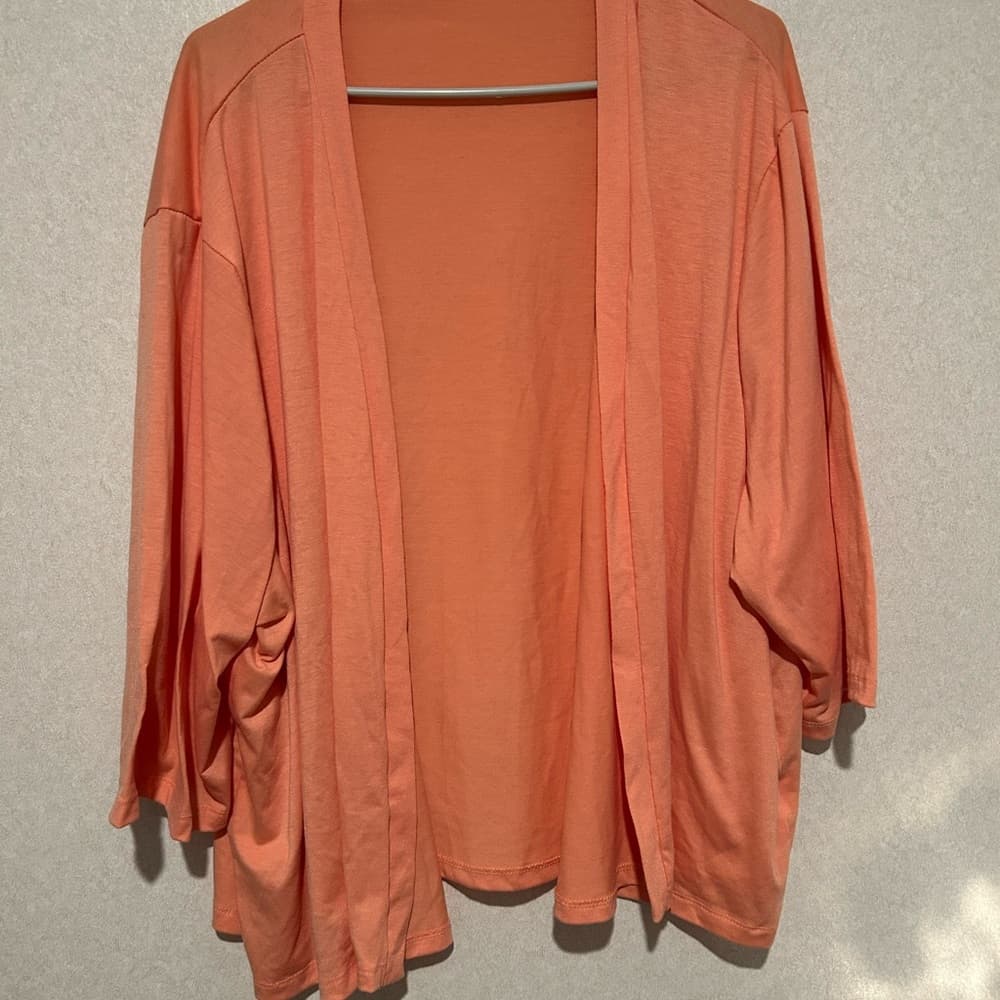 Women’s Peach Colored Plus Size Cardigan, Light Weight - Thumbnail 2