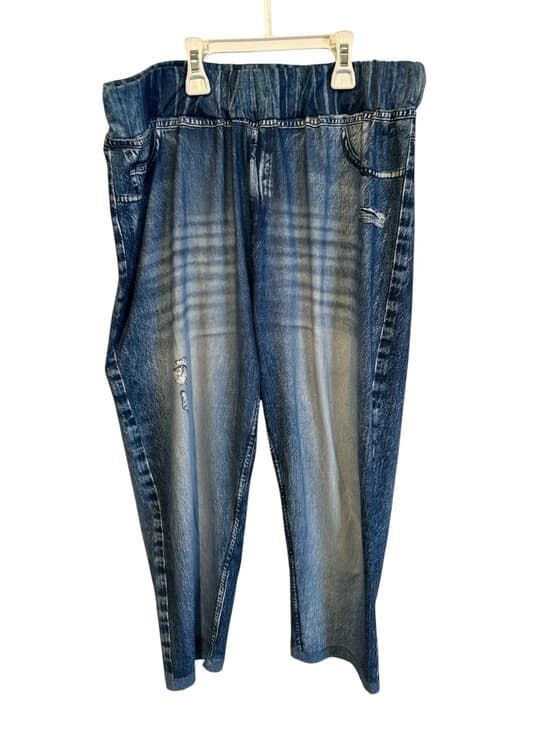 Women’s Plus Size Stretch Capri Leggings, Denim LIKE Design Size XXL - Thumbnail 4