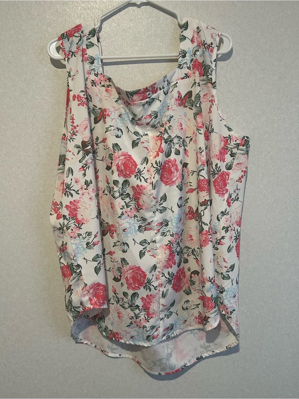 Women’s Plus Size Beautiful Floral Print Summer Tank Top, Wide Straps, 5XL - Thumbnail 3