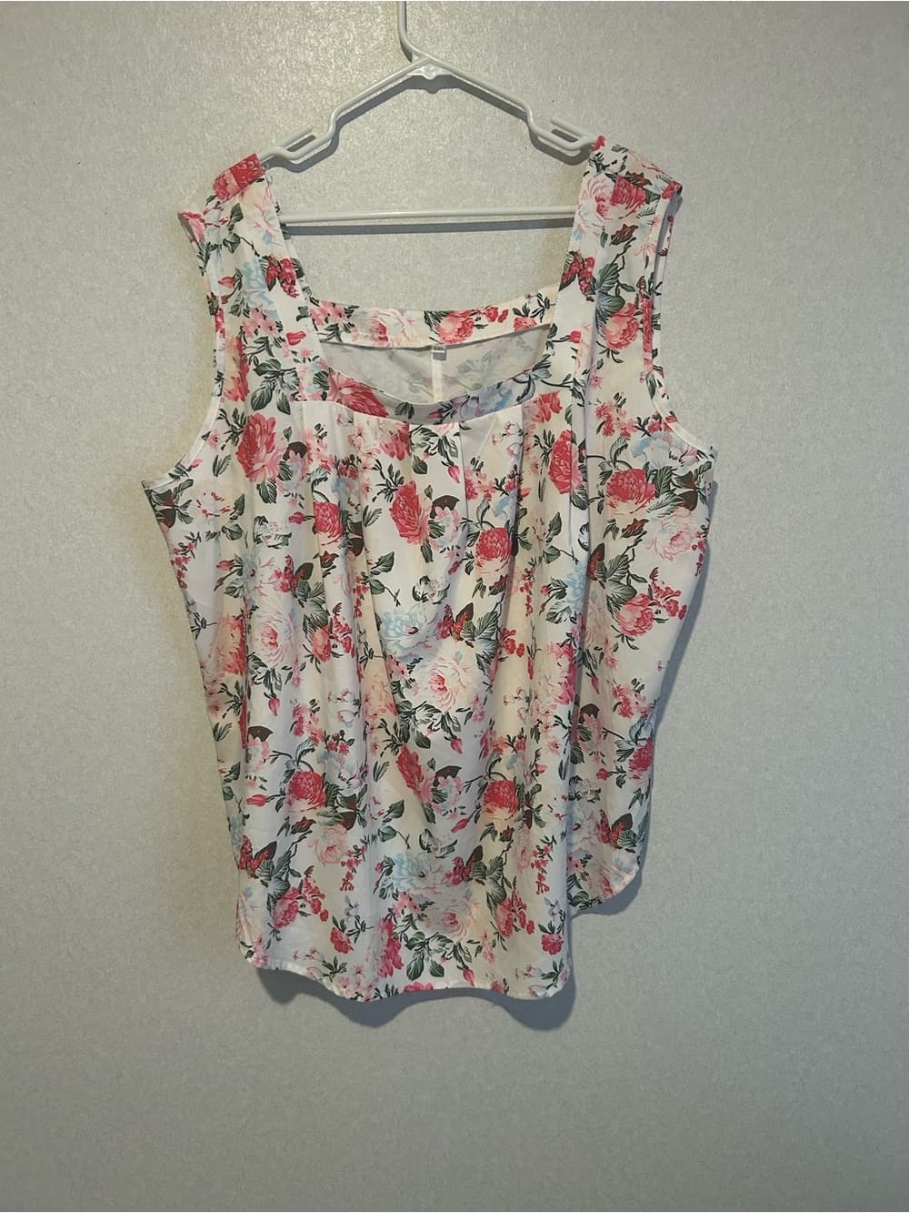 Women’s Plus Size Beautiful Floral Print Summer Tank Top, Wide Straps, 5XL - Thumbnail 4