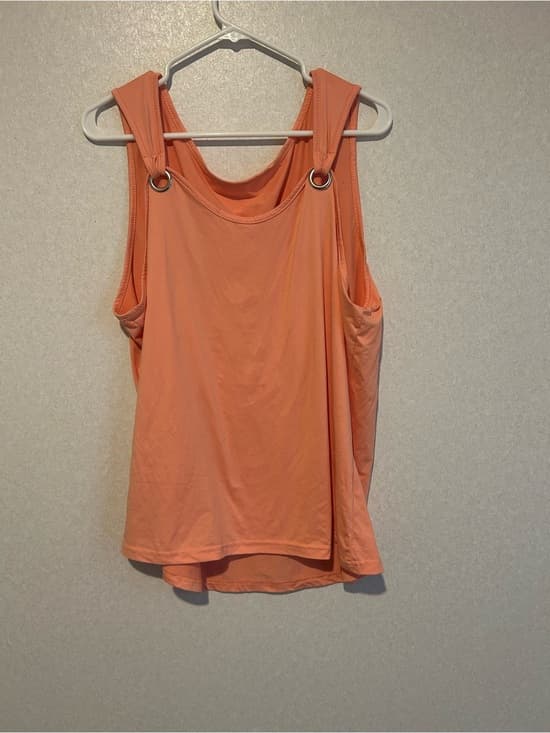 Women’s Tank Top With Silver Ring Accents, Peach Color, Polyester, Size 1X - Thumbnail 5