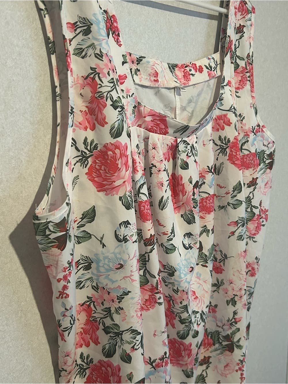 Women’s Plus Size Beautiful Floral Print Summer Tank Top, Wide Straps, 5XL - Thumbnail 2