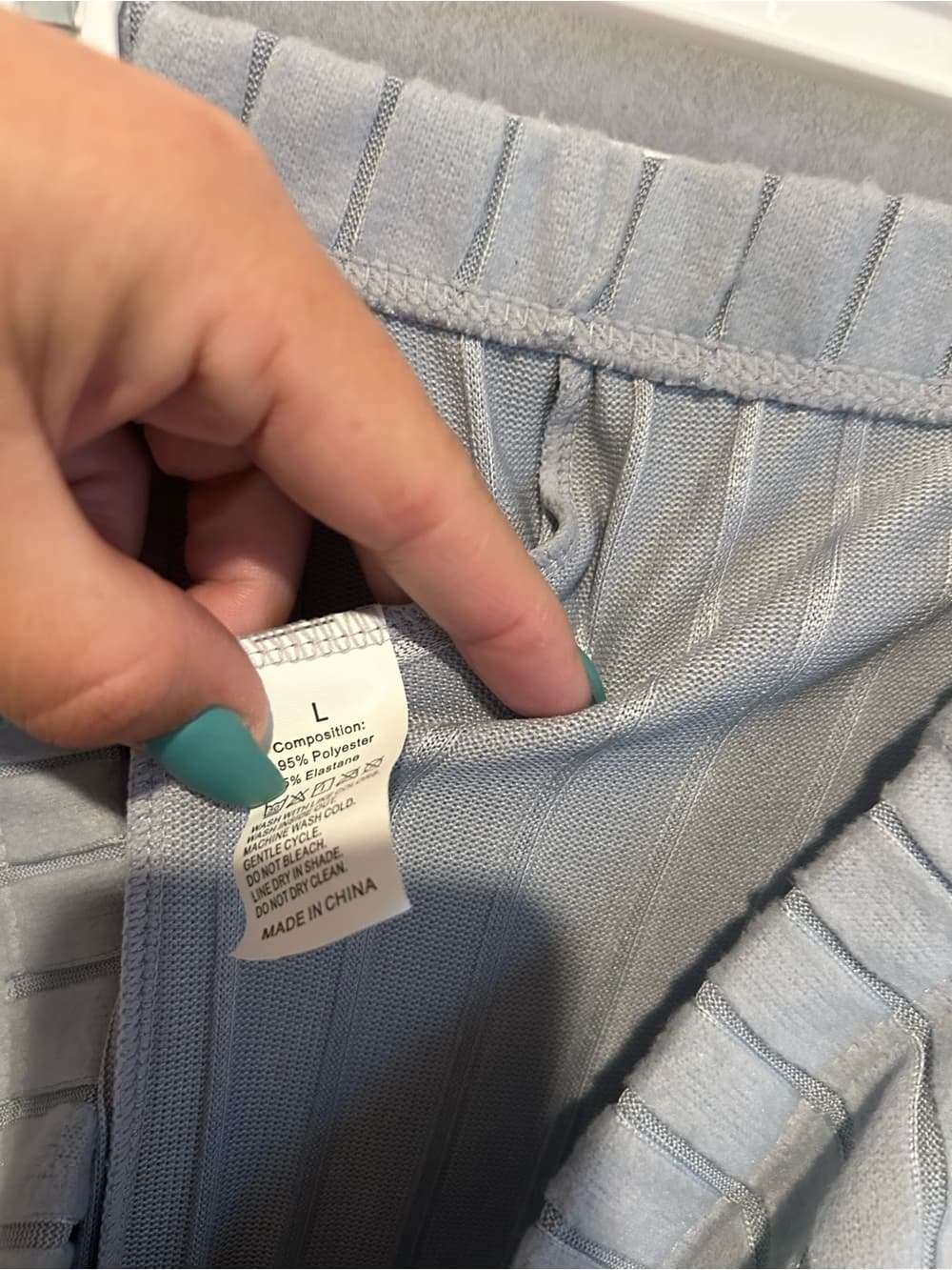 Women’s High Waisted Straight Leg Lazy Pants In The Color Light Blue, Size Large - Thumbnail 2