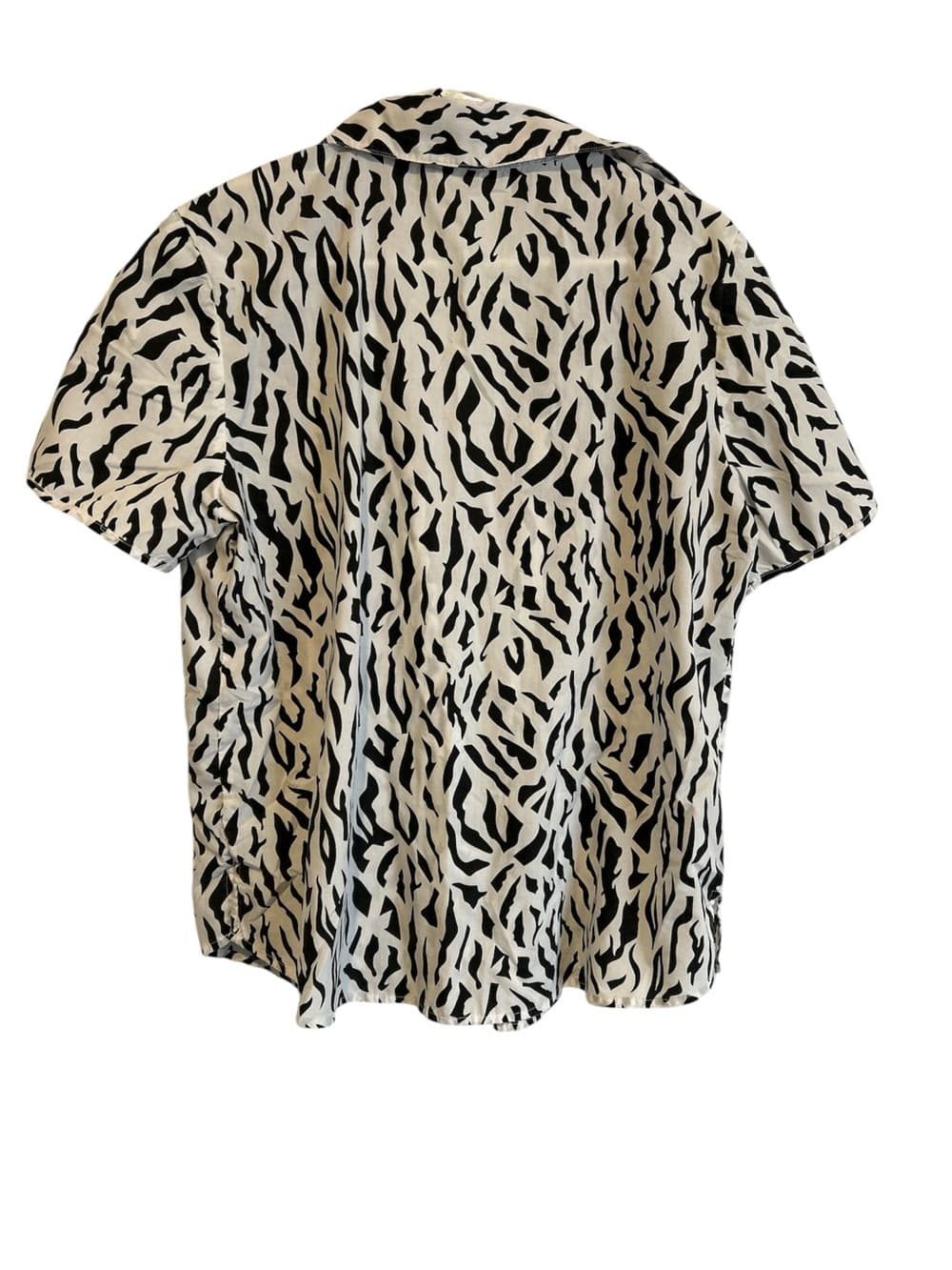 Women’s American Sweetheart Collard Blouse, Black And White Size Large - Thumbnail 2