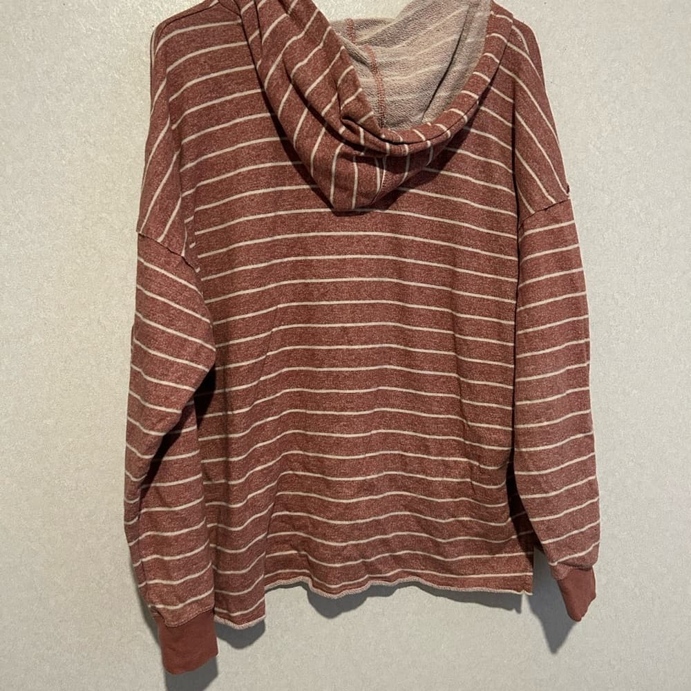 Women’s Pink And White Stripped Hoodie, Maurices, Size XL - Thumbnail 2