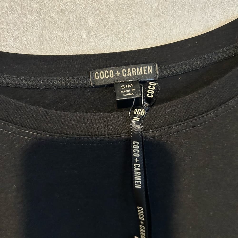 NWT Women’s Long Sleeve Black Blouse With Flare Bottoms Size S/M Coco - Thumbnail 2