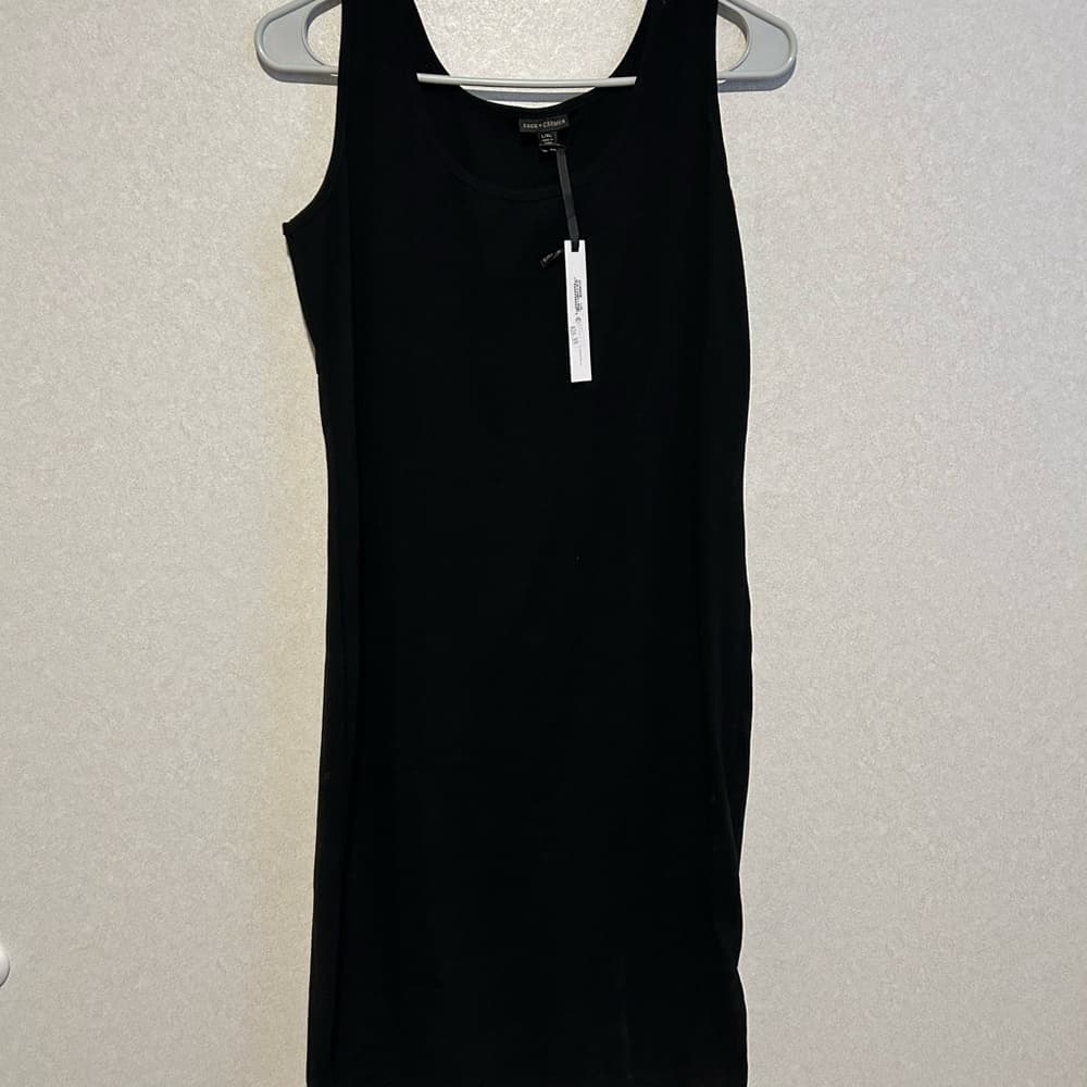 NWT Women’s midi Black Tank Top Dress Cut To Right Above Knees, Size L/XL - Thumbnail 4