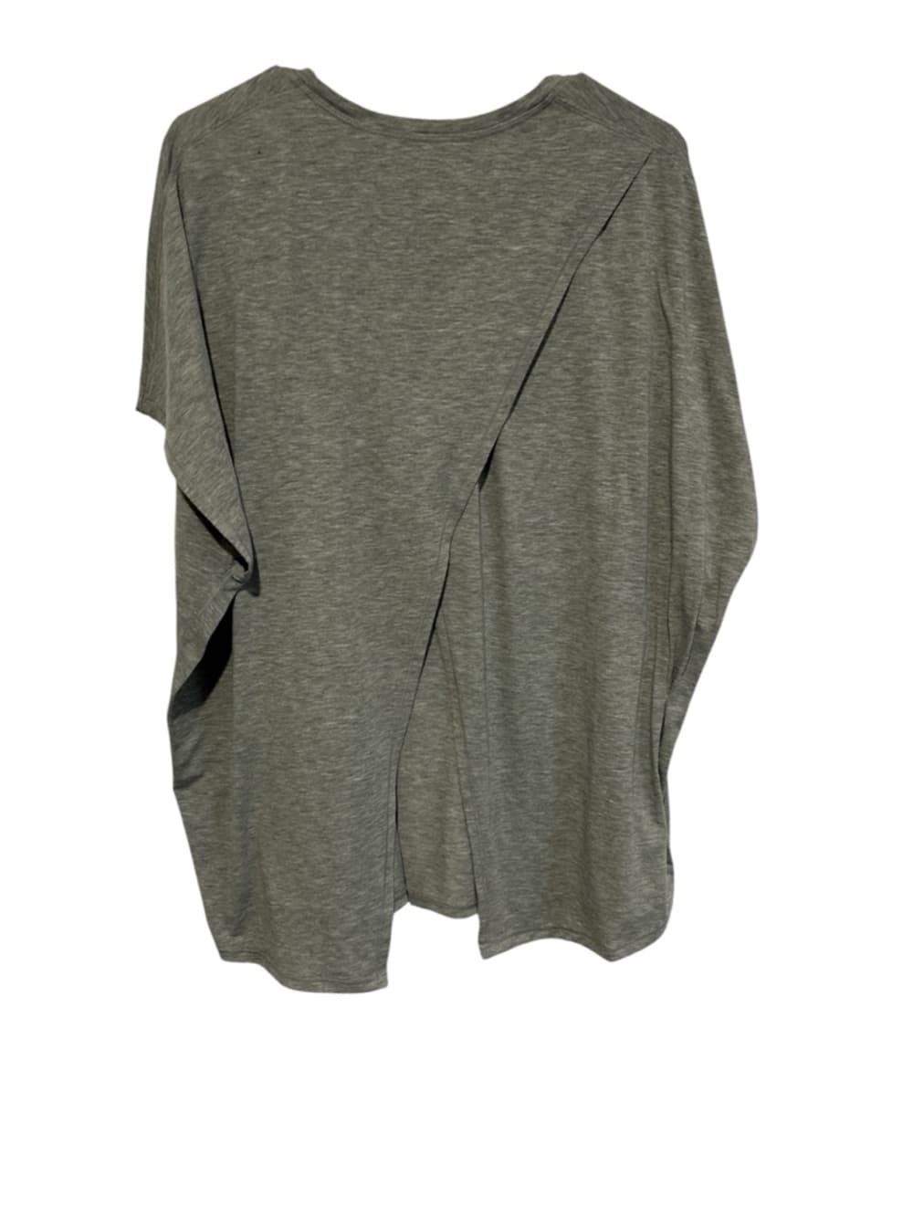 Women’s Grey Athletic Short Sleeve Tee Shirt With A V Open Back Size XL - Thumbnail 2