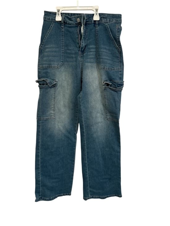 Women’s/teen Cargo Blue Jeans With Back And Side Pockets Size Large - Thumbnail 4