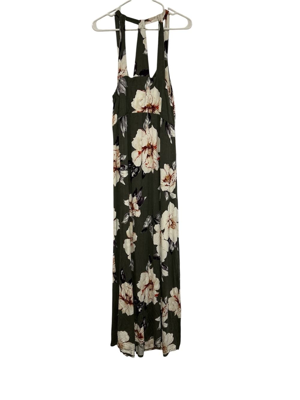 Women’s Nine Britton Long Maxi Dress, Green With Flower Accents, Size Large - Thumbnail 2