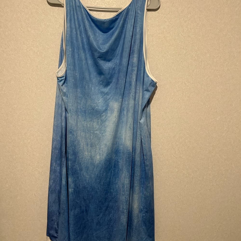 Women’s Plus Size Denim And Butterfly Printed, Blue And White, Size 5xL, MIDI - Thumbnail 2