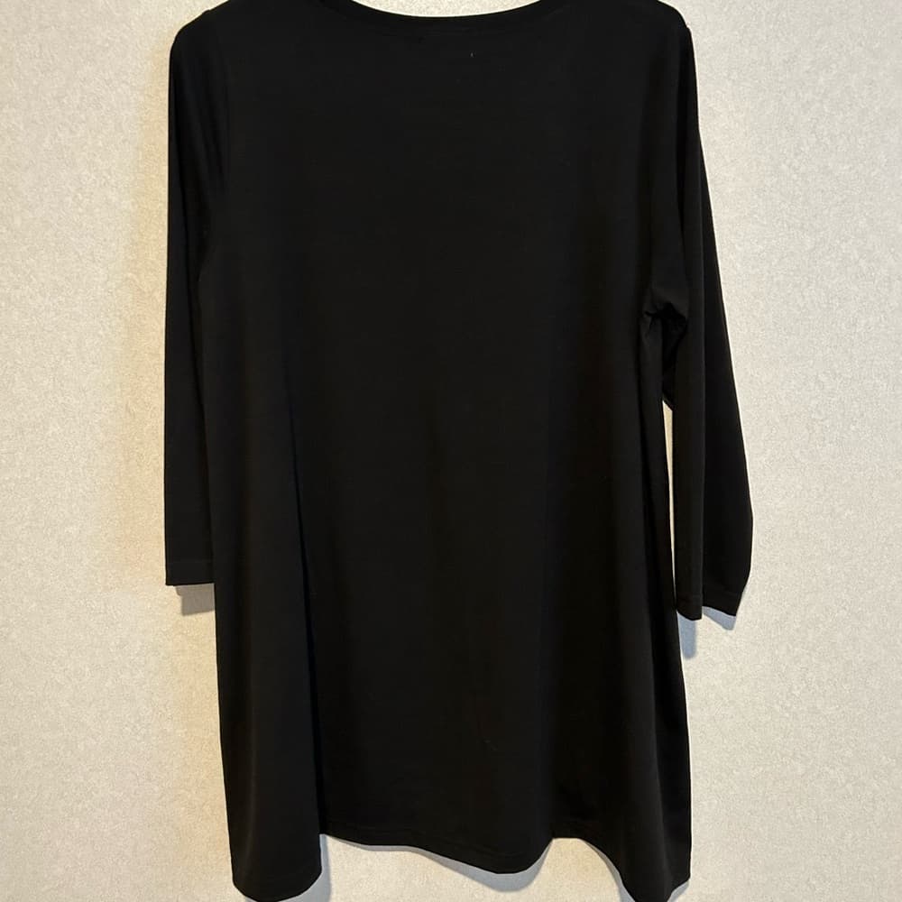 NWT Women’s Long Sleeve Black Blouse With Flare Bottoms Size S/M Coco - Thumbnail 3