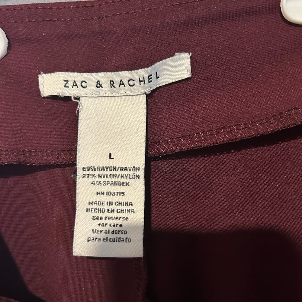 Women's Zac & Rachel Palazzo Blue Stretch Waist Pants, Size L - Thumbnail 2