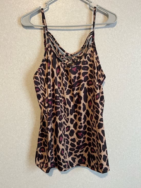 Women’s Plus Size Tank Top With Adjustable Straps, Leopard And Pink Design, 2XL - Thumbnail 4