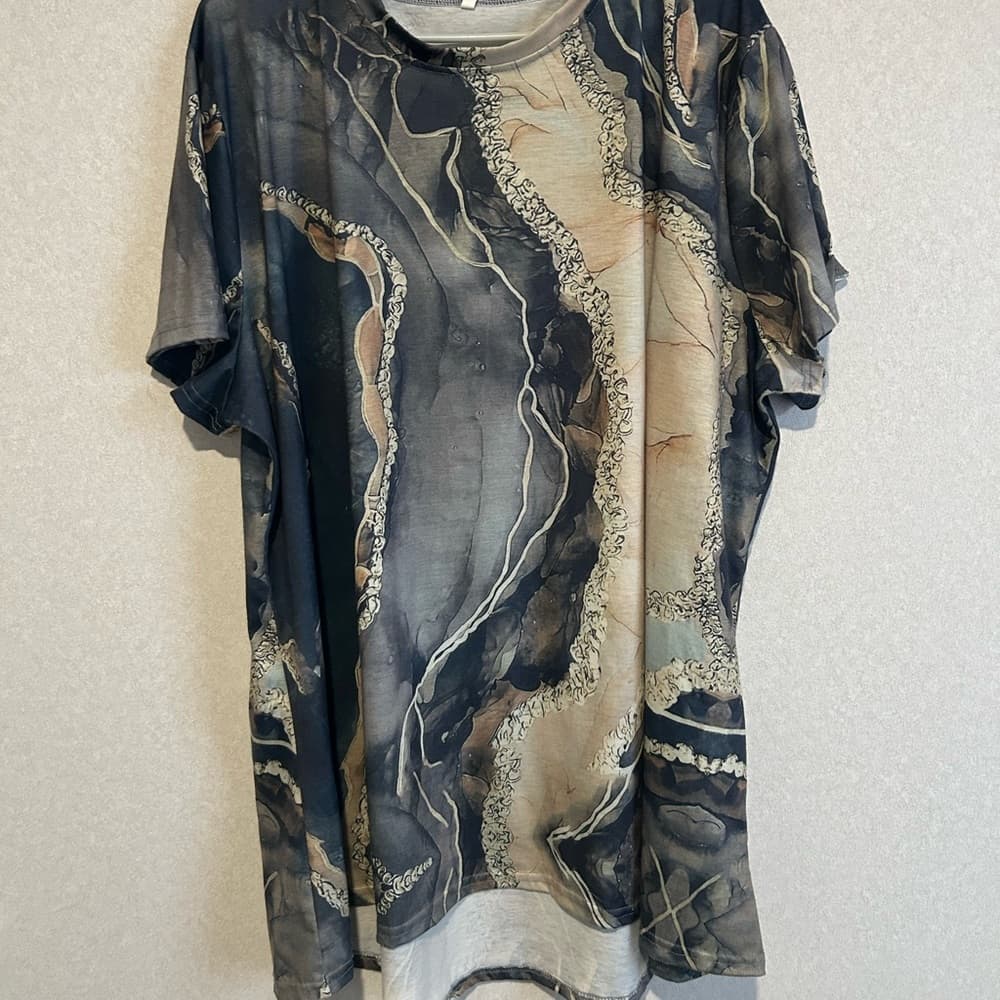 Women’s Plus Size, Marble Mini Dress Or Sleep Dress, Size 6XL - Thumbnail 3