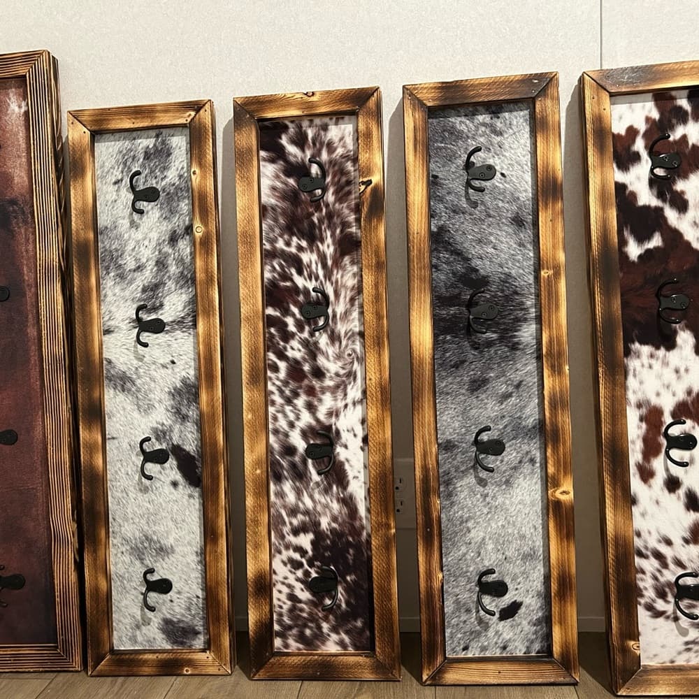 Rustic Cowhide Coat Hangers Handmade - Thumbnail 4