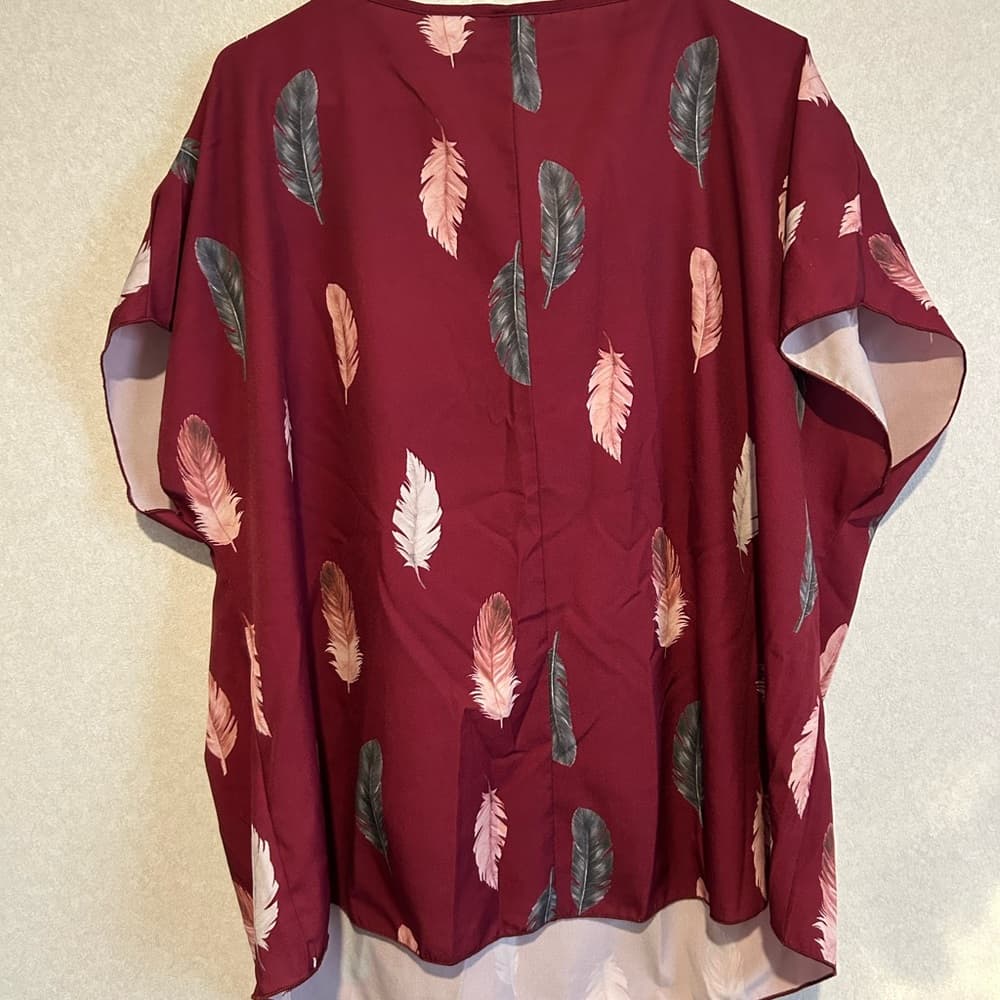 Women’s SHEIN Curve, Plus Size 3Xl, Purple Feather Dress Top - Thumbnail 2