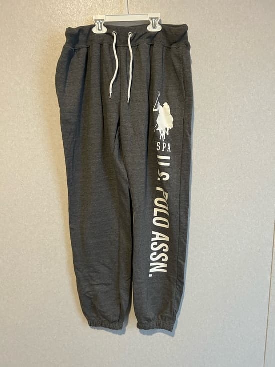 Unisex U.S. Polo Assn. Cotten Blend Sweatpants, Grey And White, Size 1X - Thumbnail 4