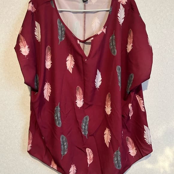 Women’s SHEIN Curve, Plus Size 3Xl, Purple Feather Dress Top - Thumbnail 4