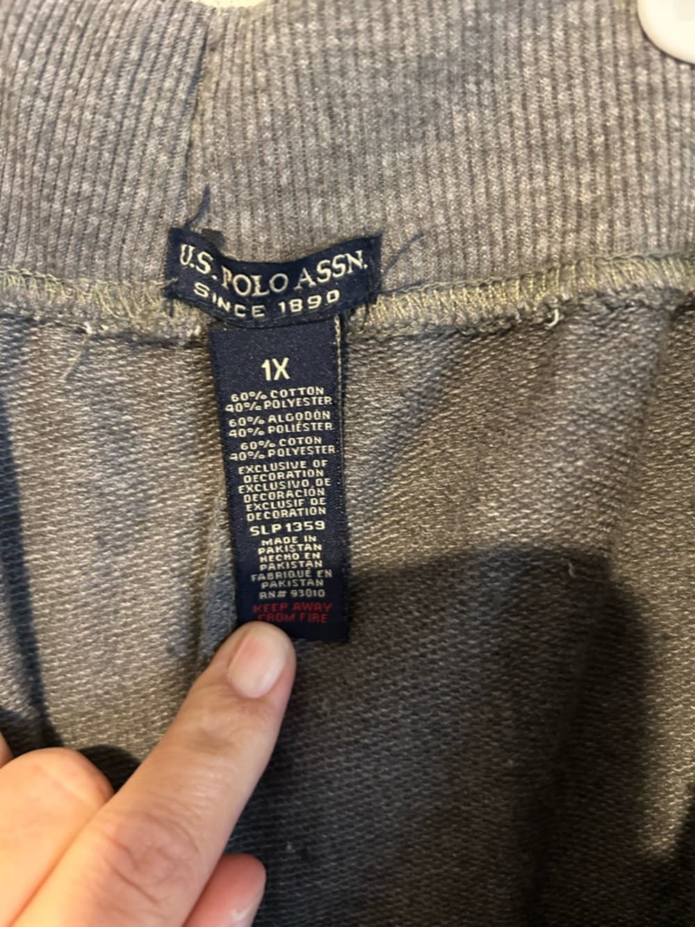 Unisex U.S. Polo Assn. Cotten Blend Sweatpants, Grey And White, Size 1X - Thumbnail 2