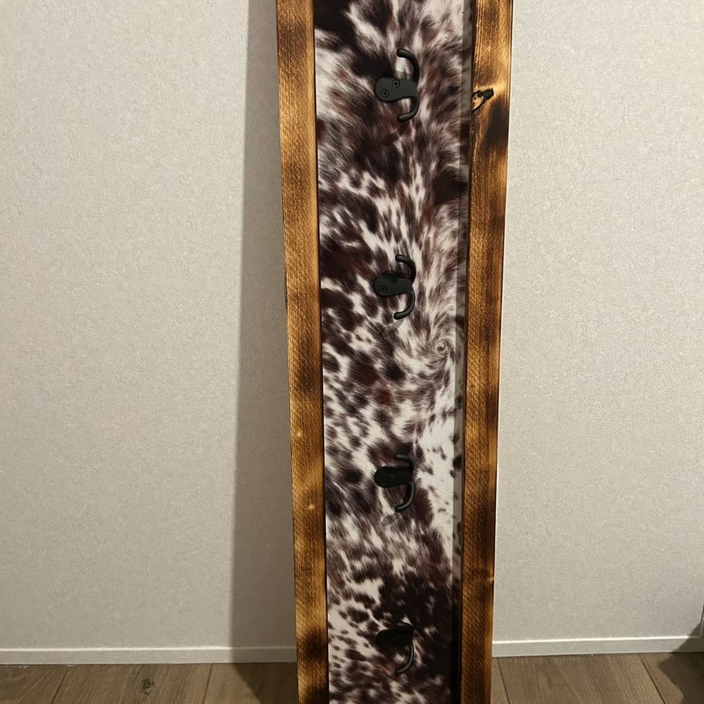 Rustic Cowhide Coat Hangers Handmade - Thumbnail 3