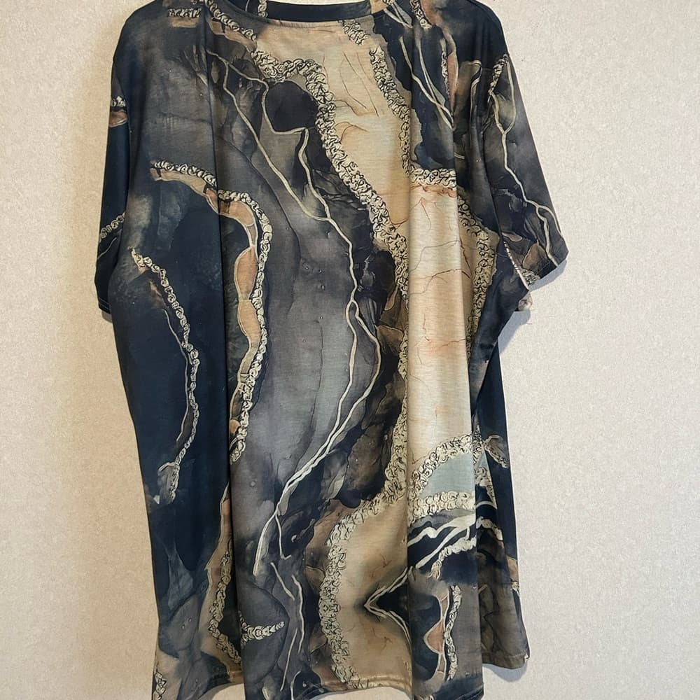 Women’s Plus Size, Marble Mini Dress Or Sleep Dress, Size 6XL - Thumbnail 2
