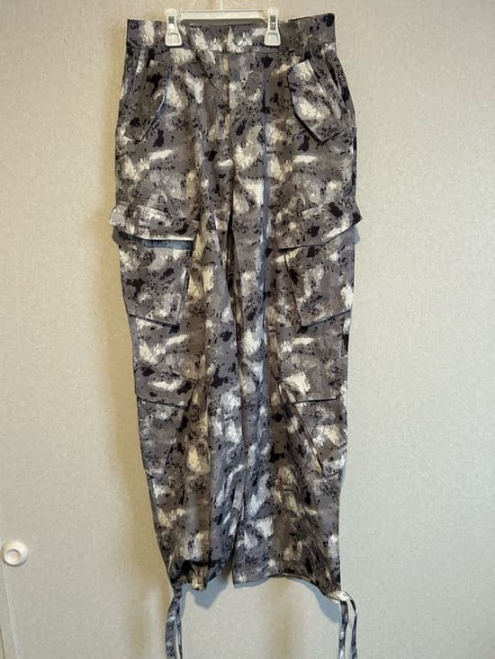 Women’s/girls Camp Stretch Cargo Pants With Tie Bottoms, Gray/white, Large - Thumbnail 4