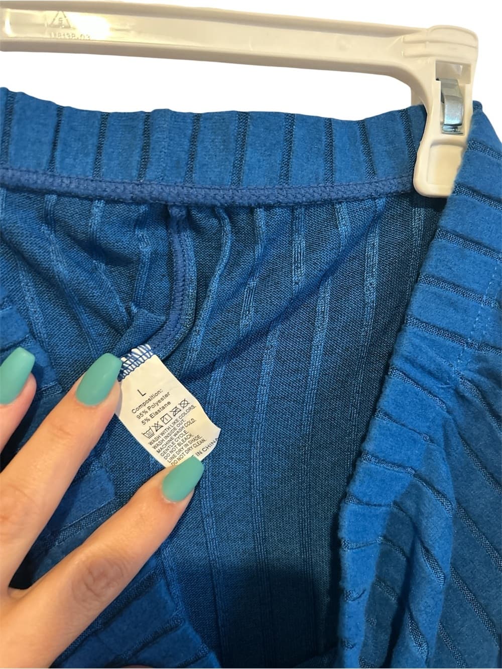 Women’s High Waisted Stretch Pants With Wide Leg, Blue, Unbranded, Size Large - Thumbnail 2
