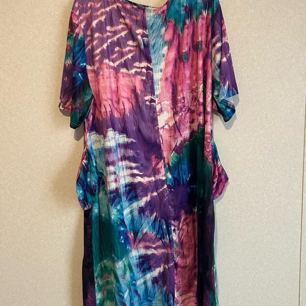 Women’s Plus Size Spring/Summer Midi Dress With Pockets, Multicolor, Size 3XL - Thumbnail 2